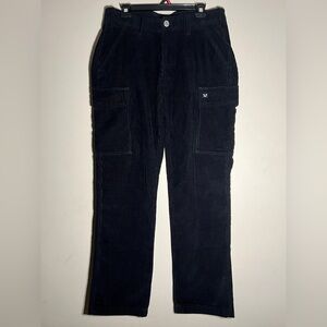 True Religion Black Corduroy Straight Cargo Pants Men's Size 30